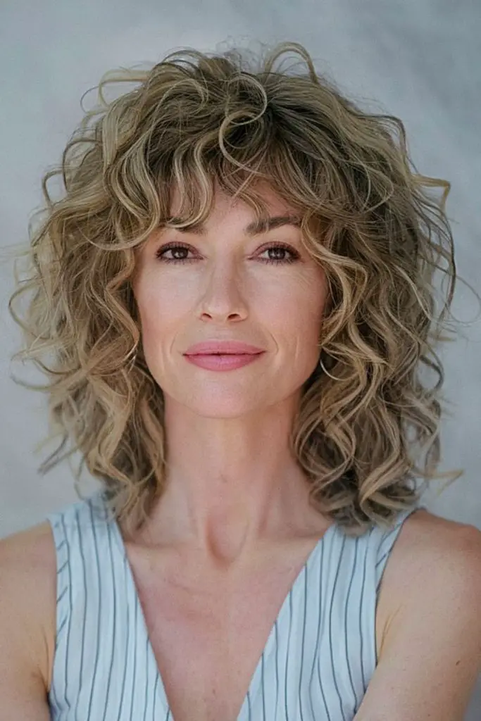 Shaggy curls with edgy finish