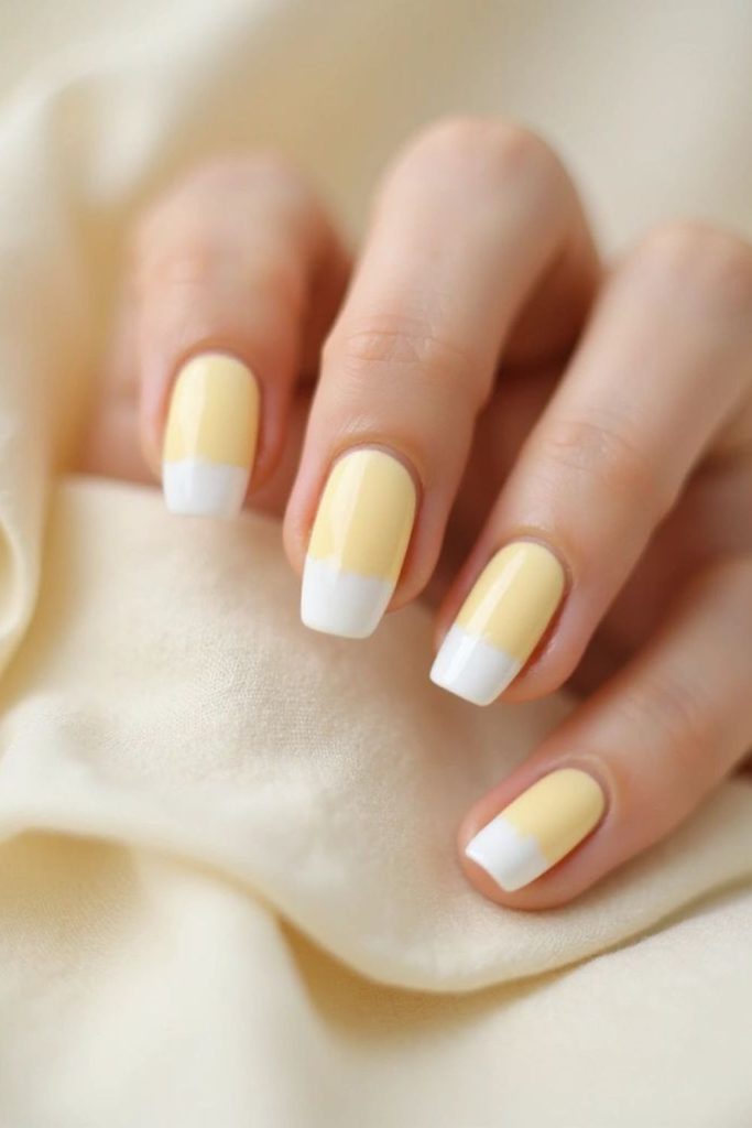  Yellow-white soft nails with silver stud