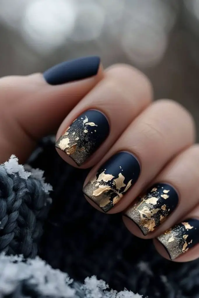 Matte indigo nails with faded edges

