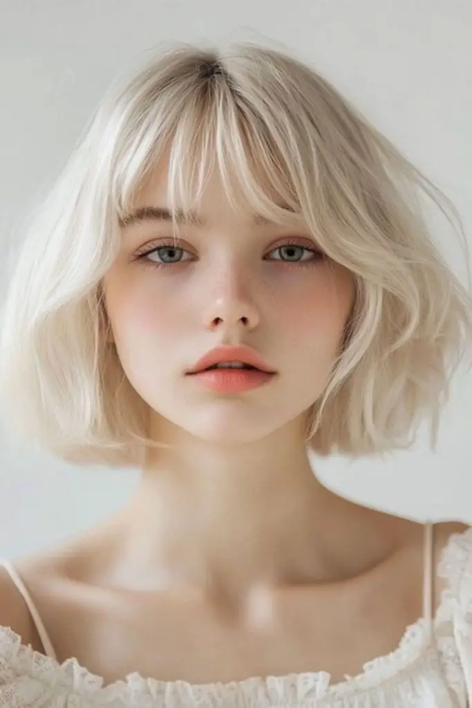 Platinum bob with retro flipped ends