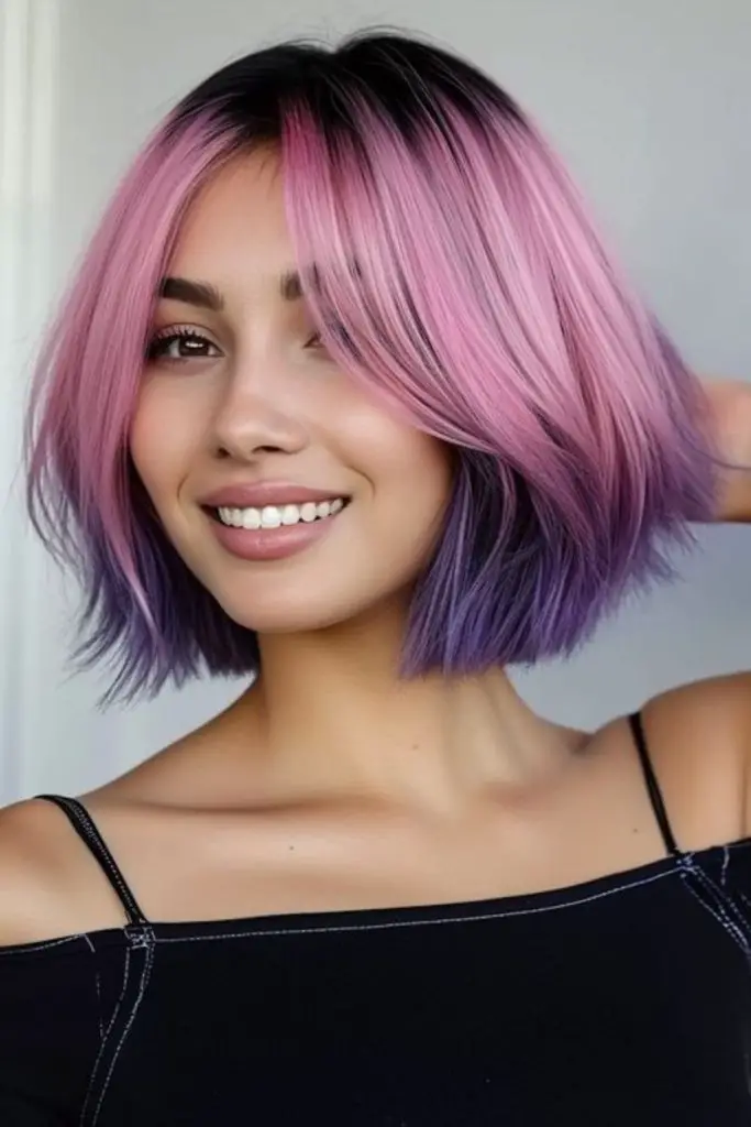 Pastel soft bob with dipped tips