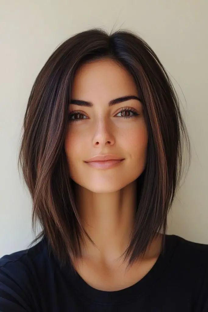 Razor-cut bob fading into layers