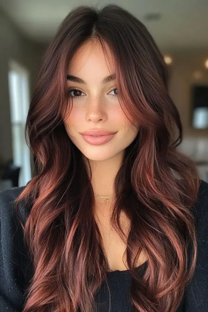 Rose-ash tones glowing in brunette base