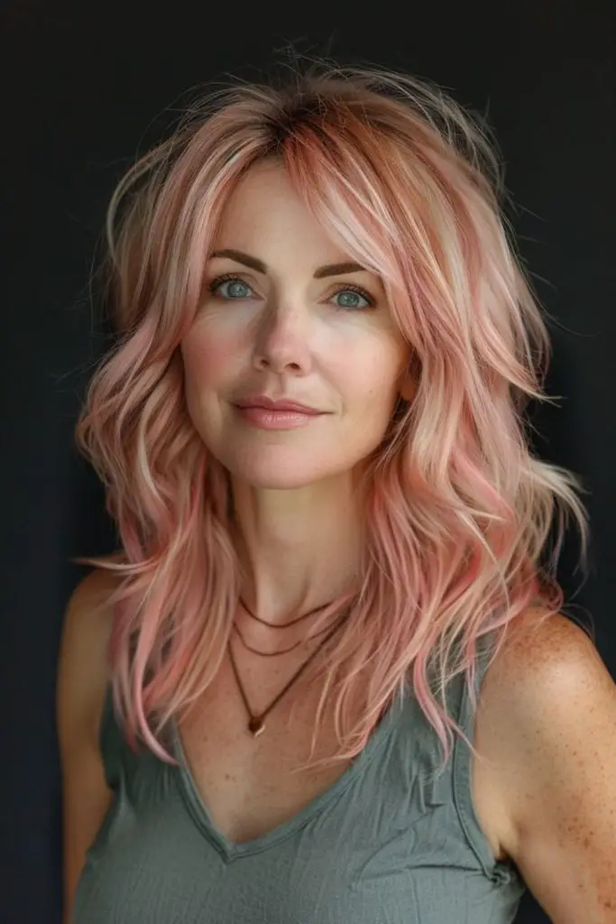 Pink shag with angled layers