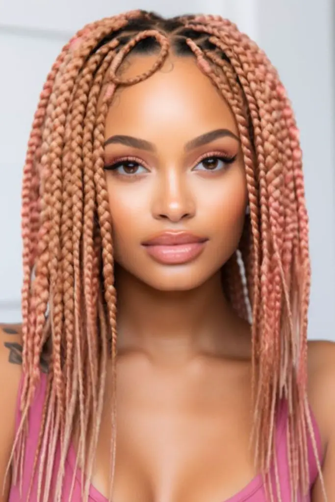 Soft pink boho braids with flair