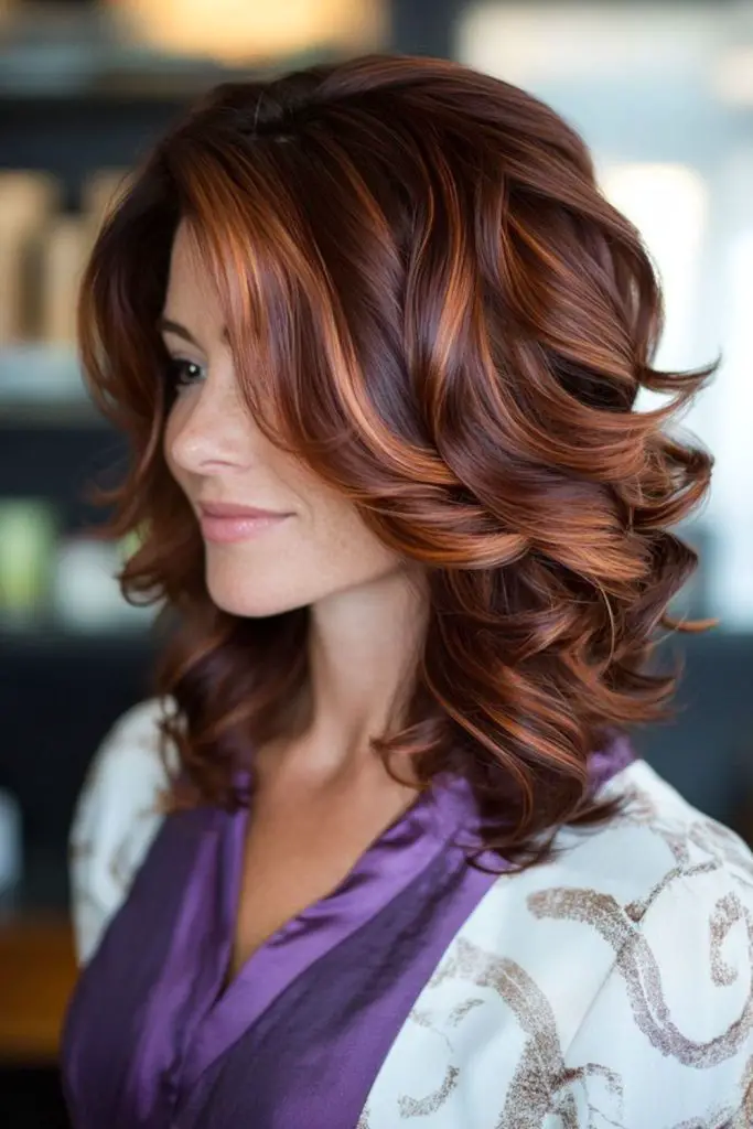 Brown flicks tipped with copper flare