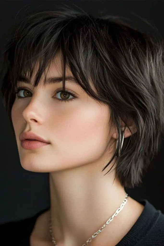 Soft layered bob with wispy bangs