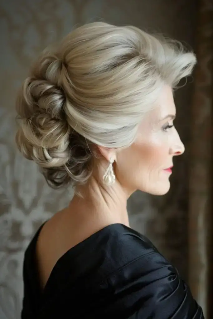 Modern French twist with sleek shine.