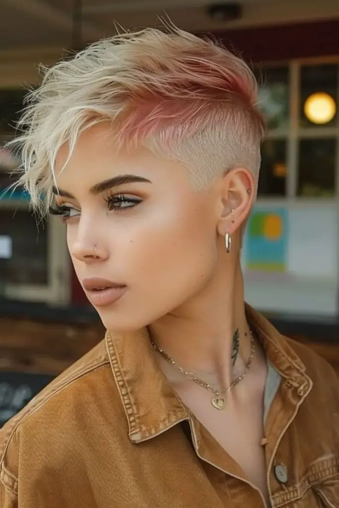 Buzzed cut with glitchy parting design