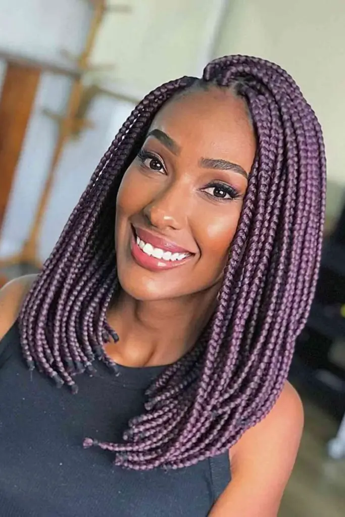 Pastel lavender braids with icy finish