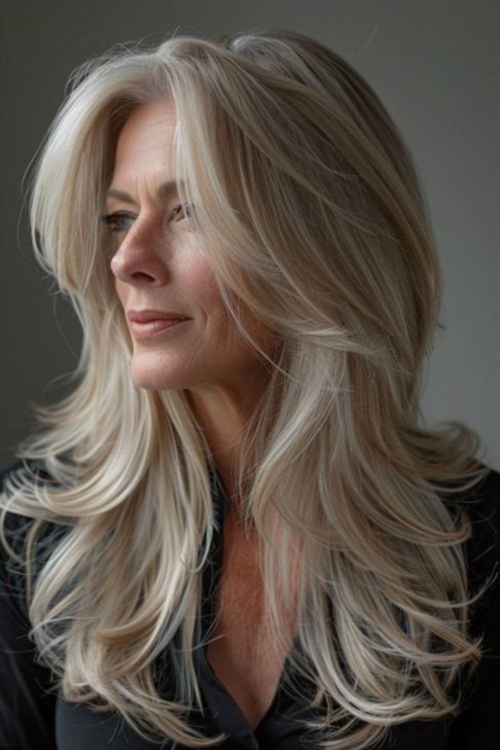 Frosted Curtain Tresses Long Hair Over 50 Older Women