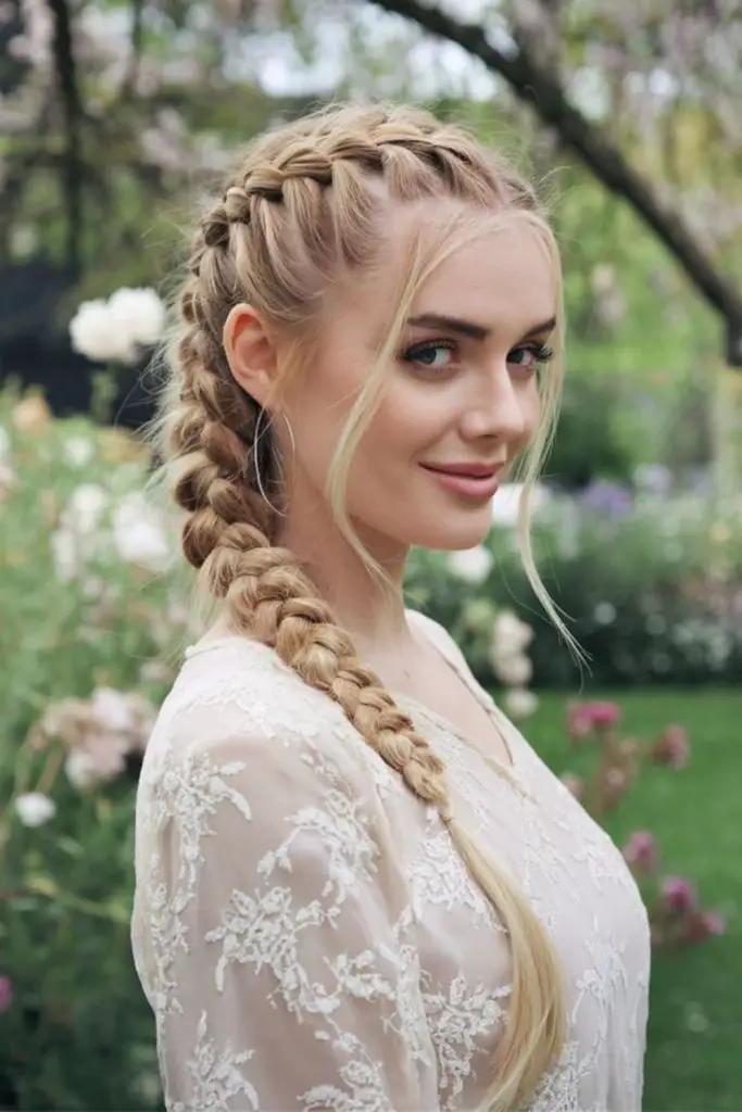 Looping braid wrapped around entire head.