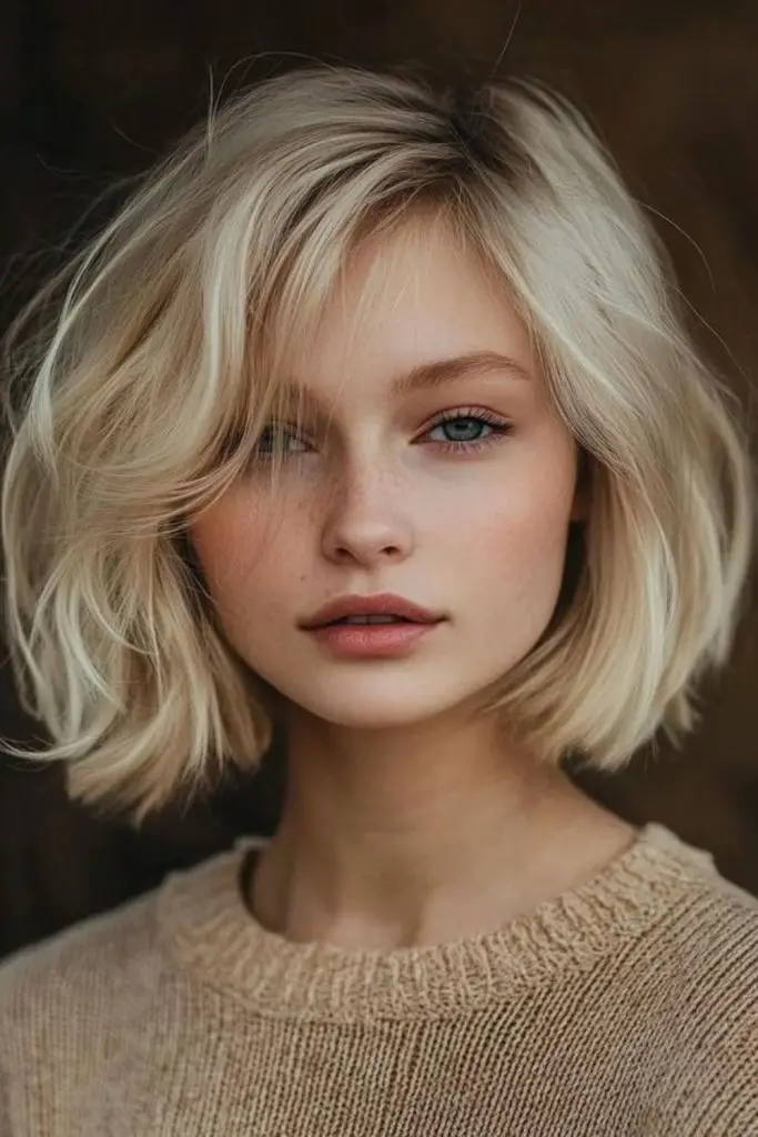 Wavy platinum bob hauntingly soft movement