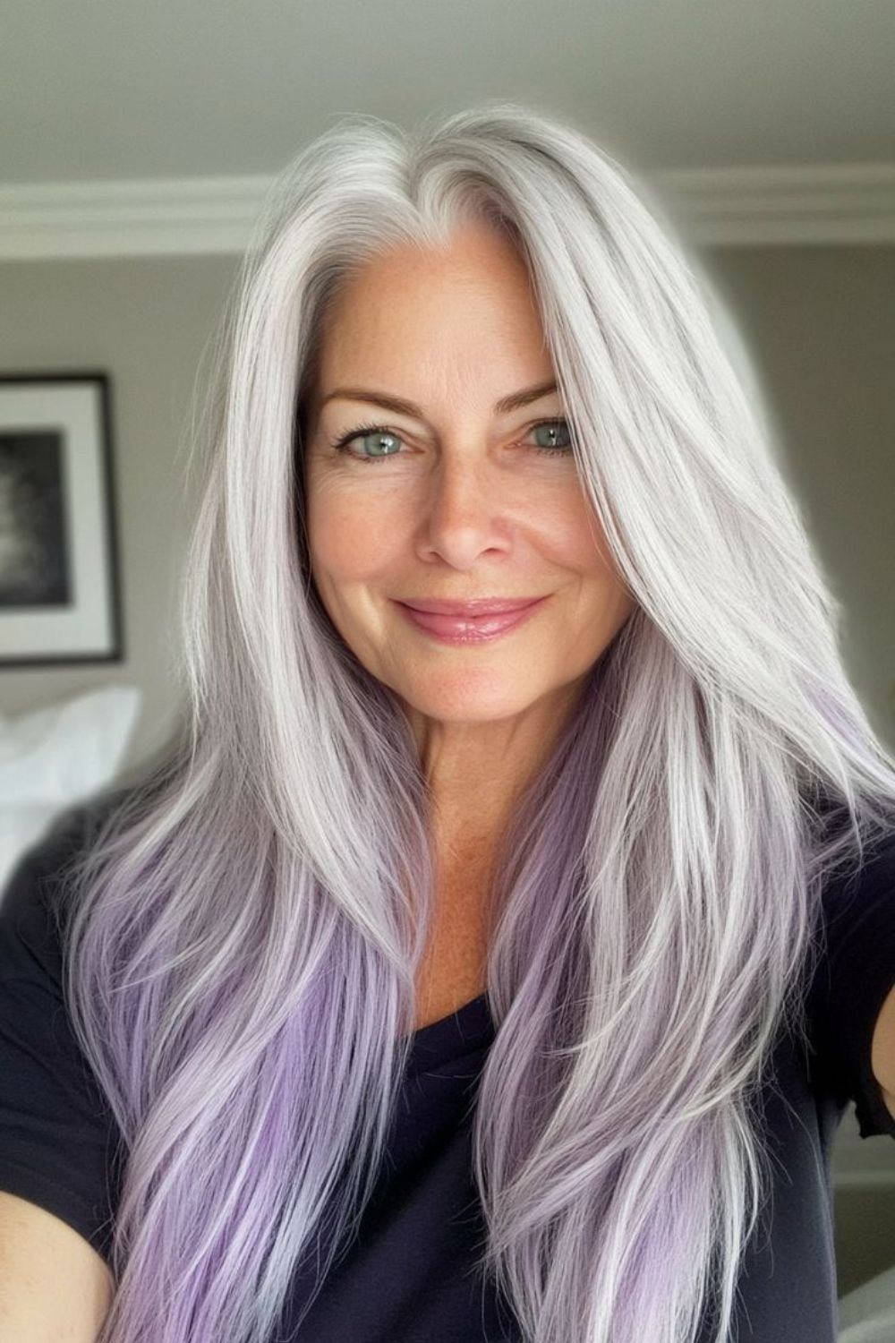 Glacial Lilac Fade Long Hair Over 50 Older Women