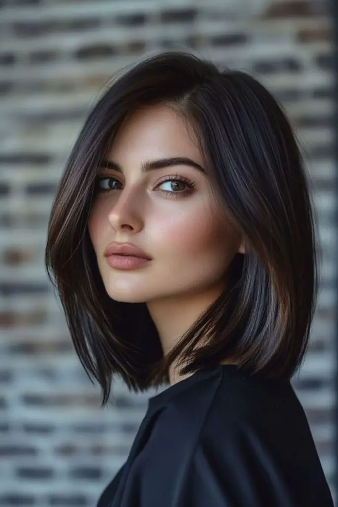 Sleek bob with shimmering glass ends