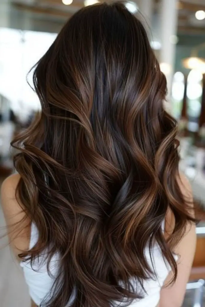 Almond brown hair with shiny glaze