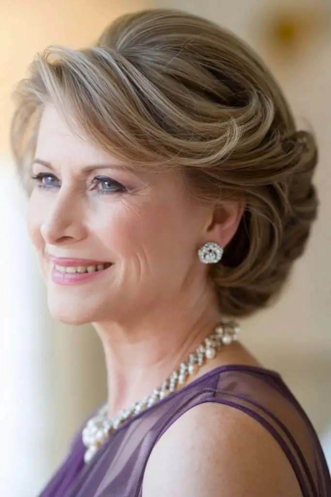 Faux bob with tucked elegant coils