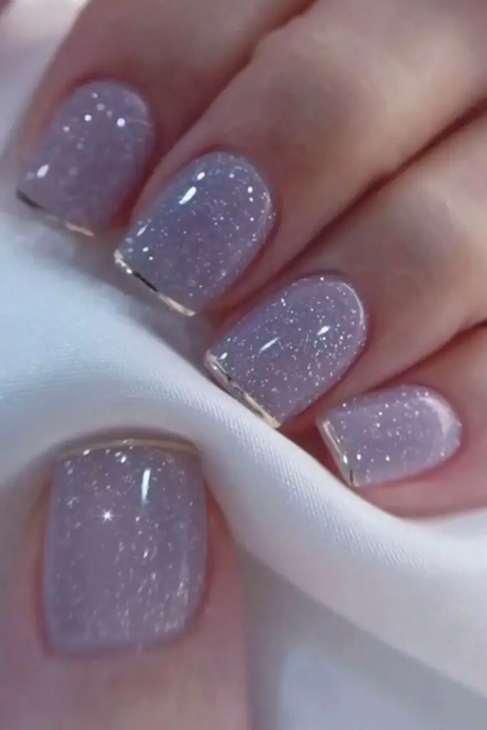 Lavender grape pearl short nail style
