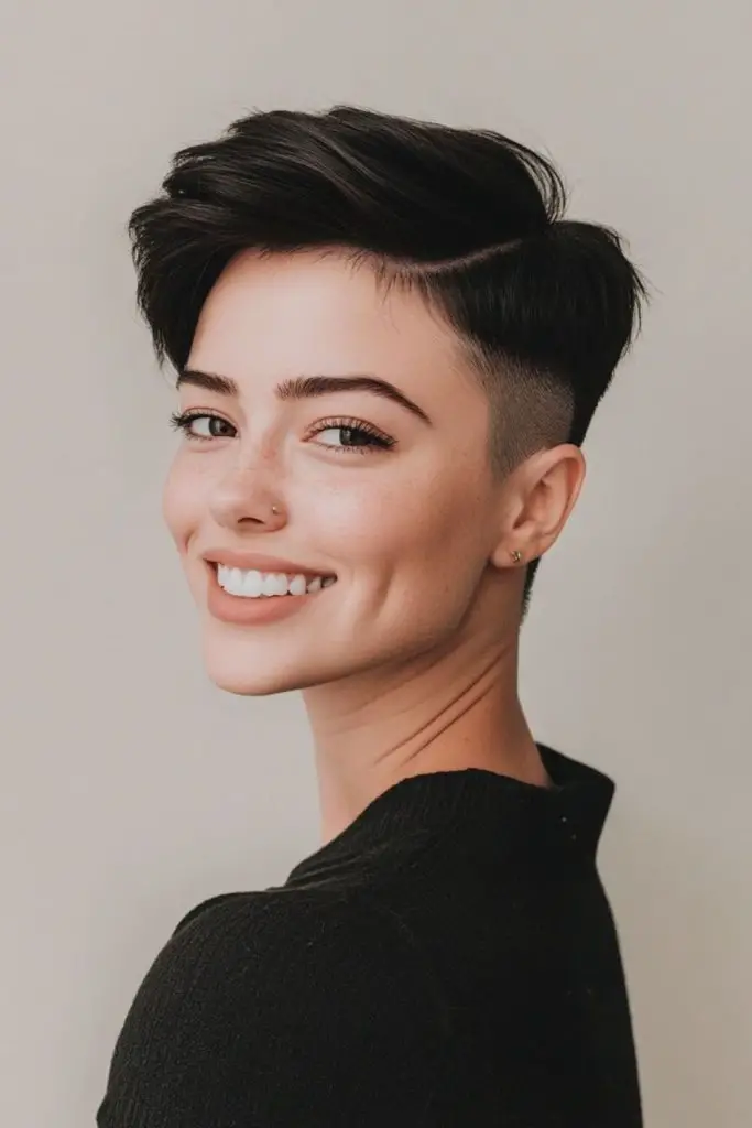 Charcoal quiff with buzzed sides