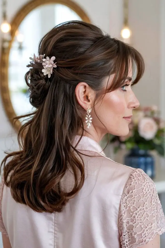 Half-up crown twist with face-framing strands