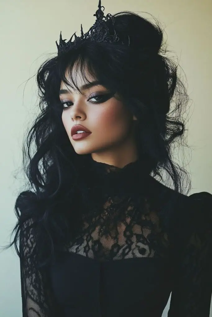 Chess queen with sculpted black hair