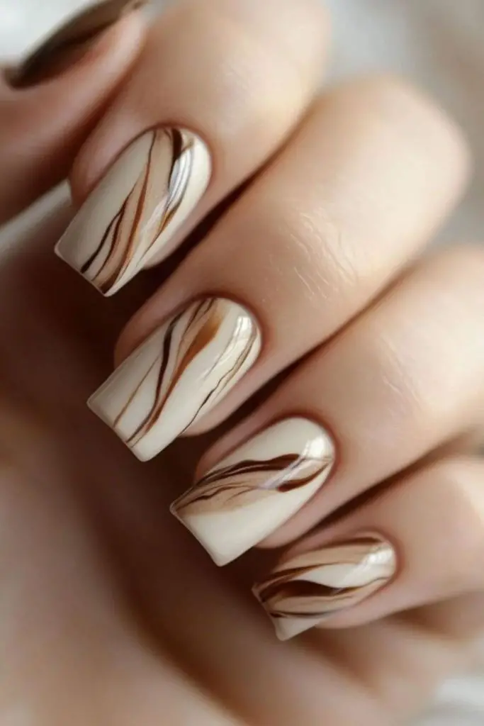 Brown-white ombre with silver line