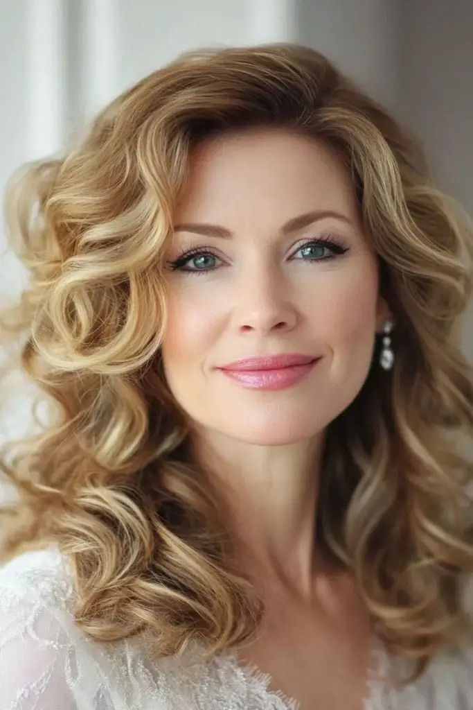 Blowout hair with curled outward ends