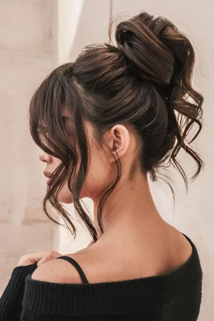 Volume bun with teased middle structure.