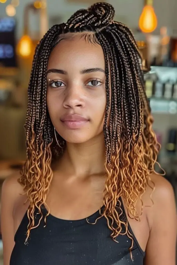 Ombre honey braids with ringlets