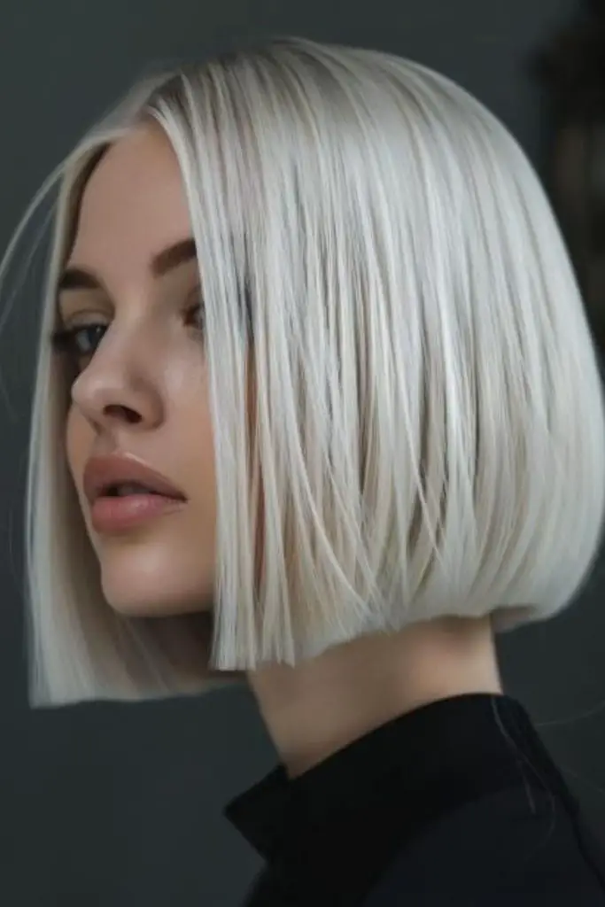 Blunt bob with icy straight edges