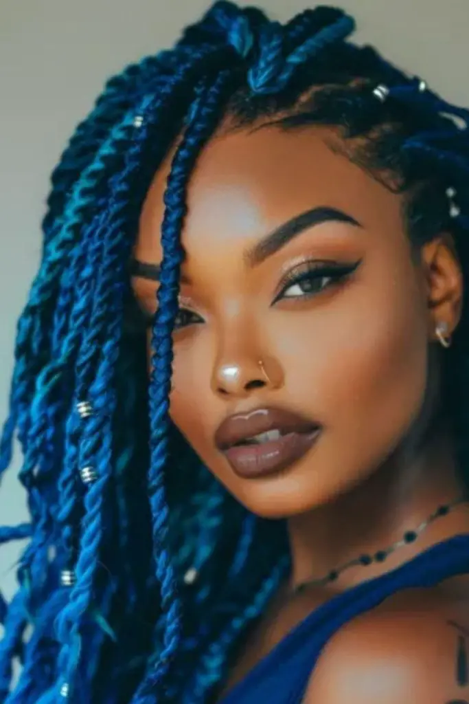 Navy braids with faded light tips