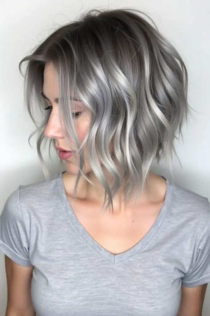 Metallic-toned bob with powerful curves