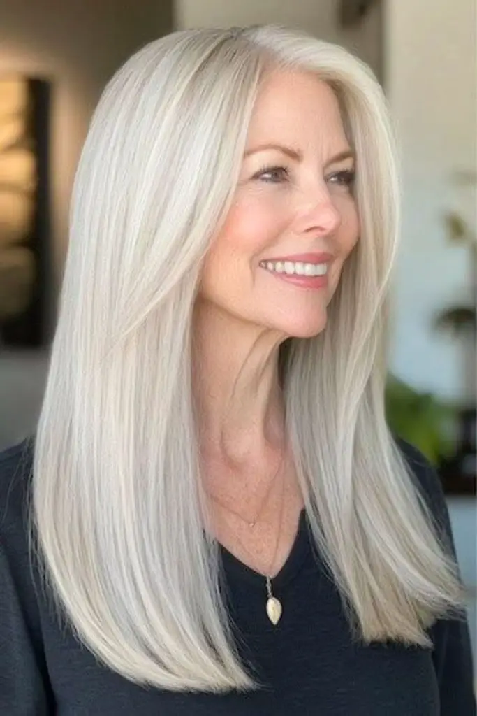 Ivory long hair with natural straightness