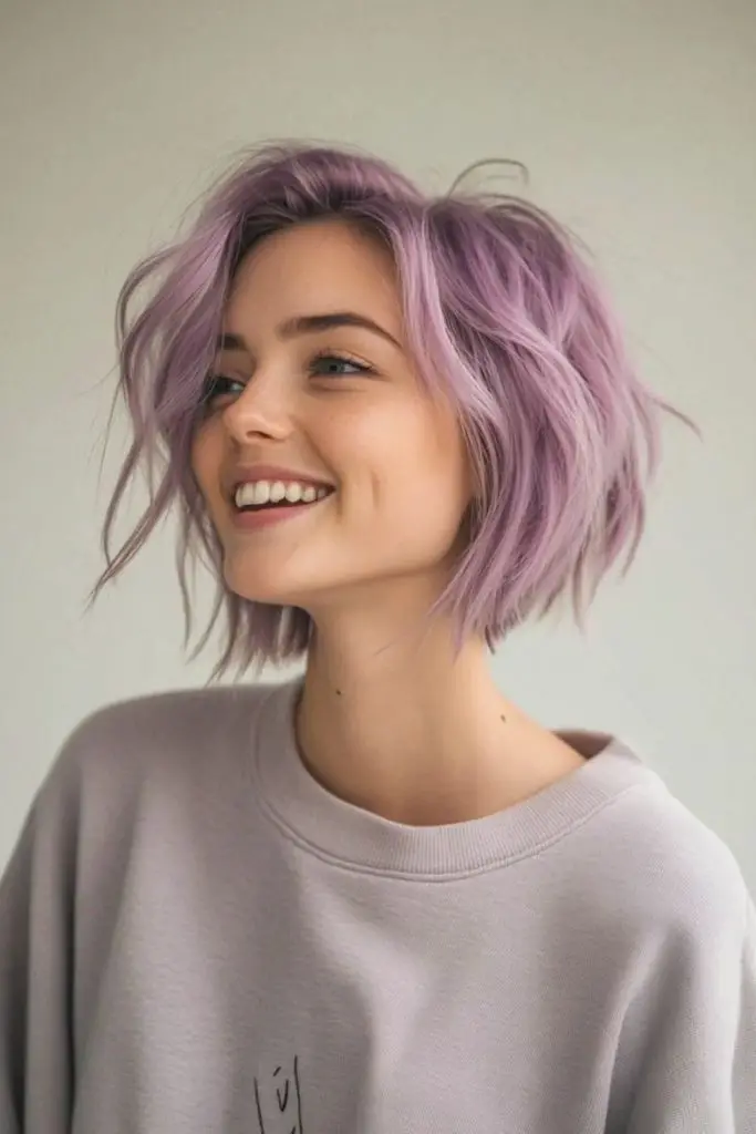 Pastel purple bob with soft texture