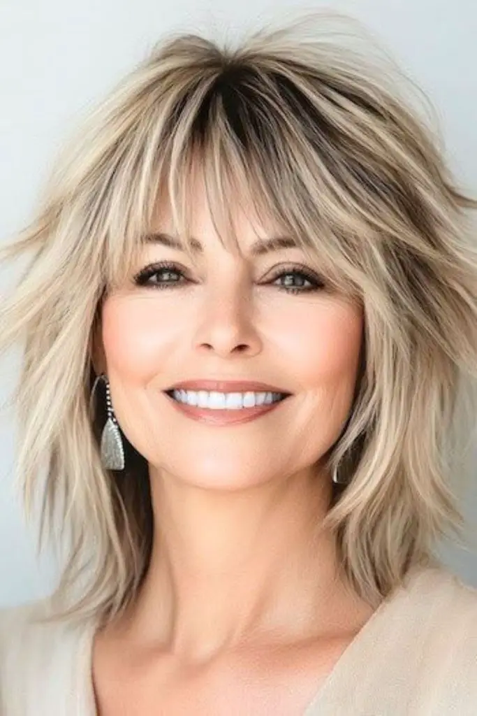Layered pecan shag with volume