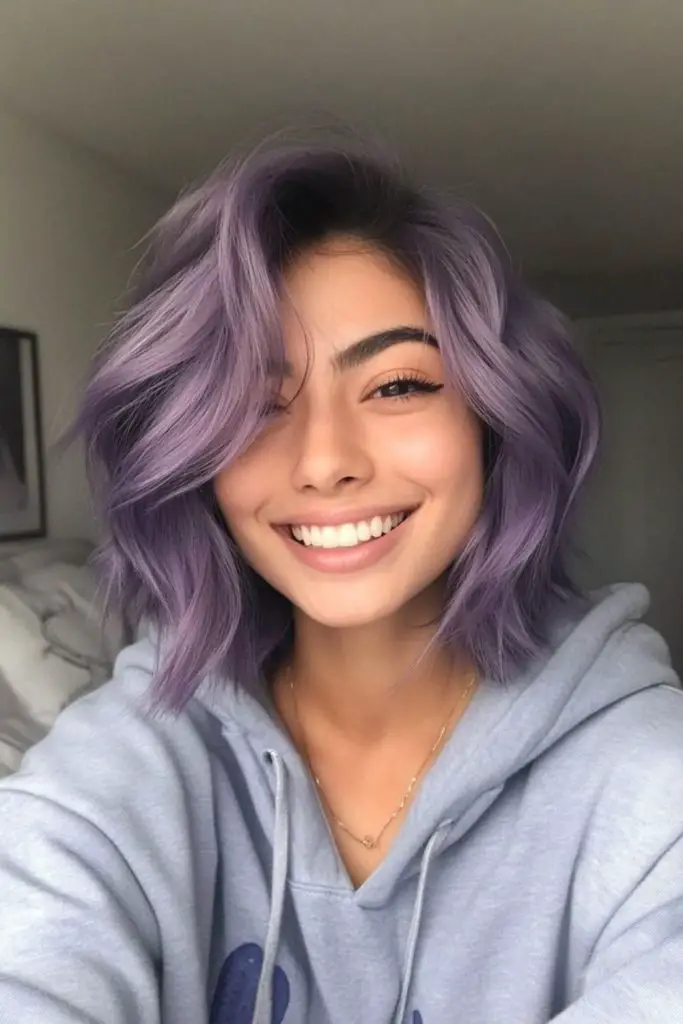 Pastel purple lob with twisted ends