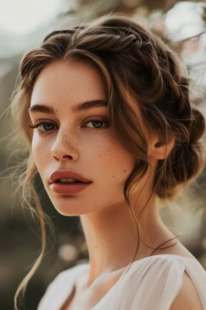 Elegant low bun with smooth loops.