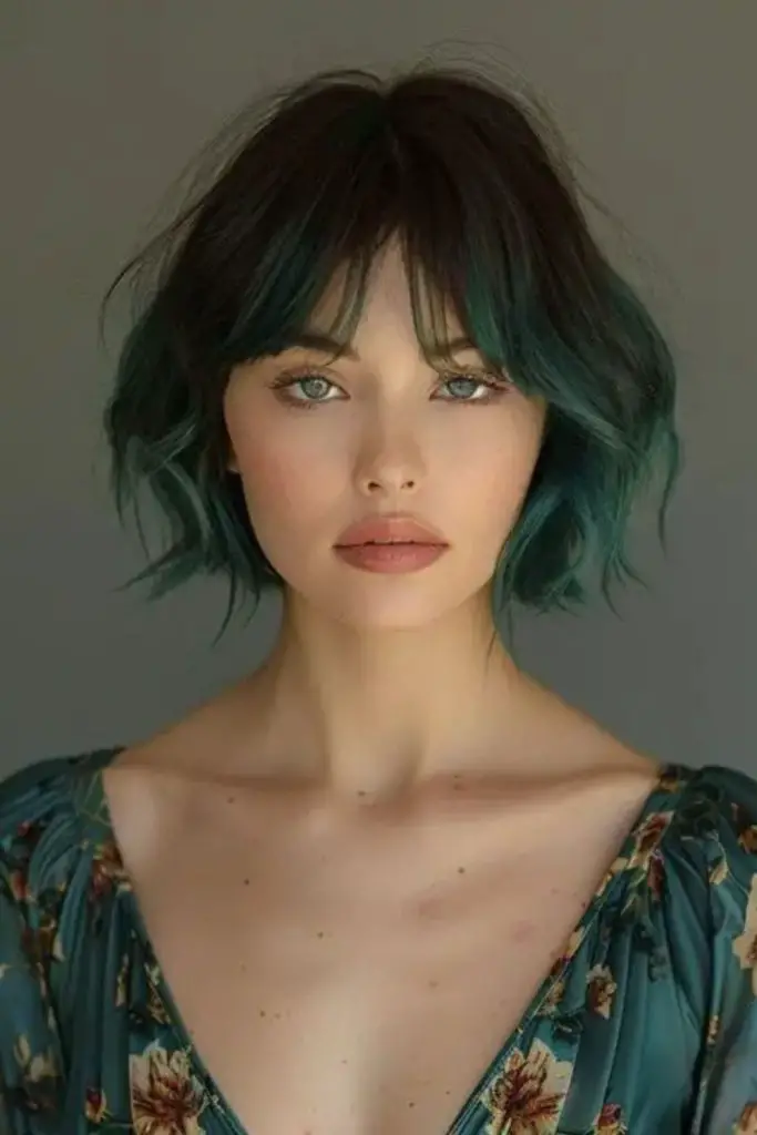  Pale green bob with gentle fringe