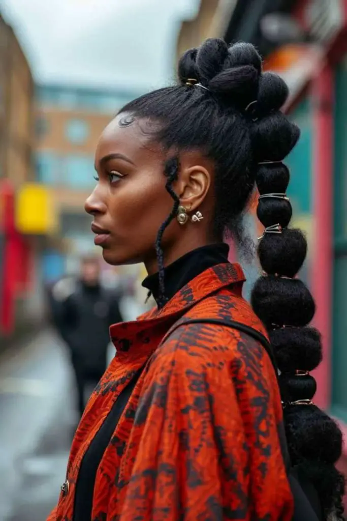Bubble puff ponytail with magical vibe.