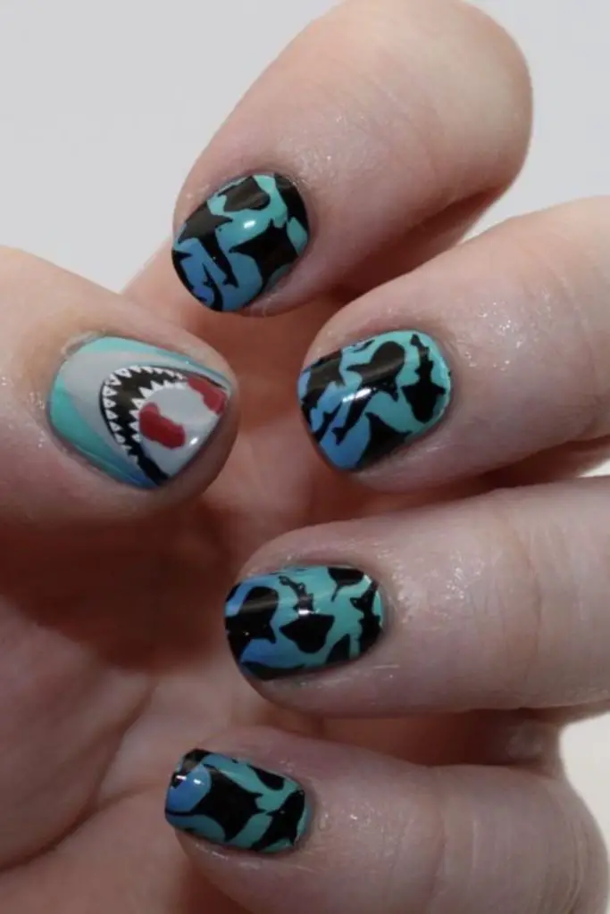 Inky gradient with dotted wave lines.