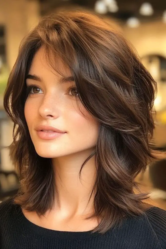 Halo-like bob with curved soft layers