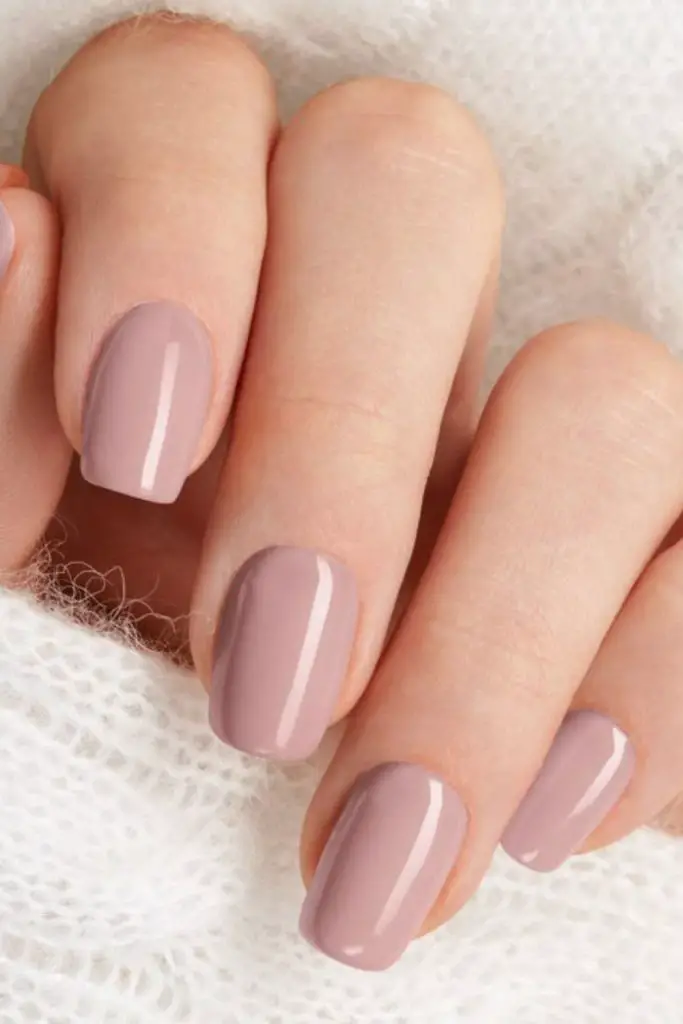 Nude blush tone nails with gloss