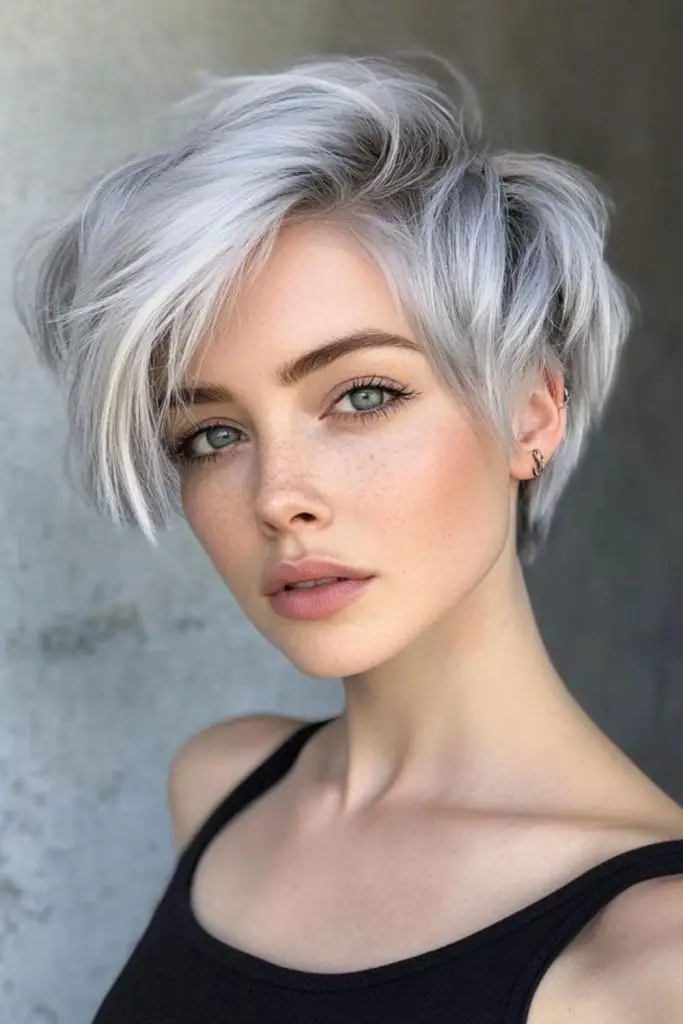 Metallic bob in oil spill tones