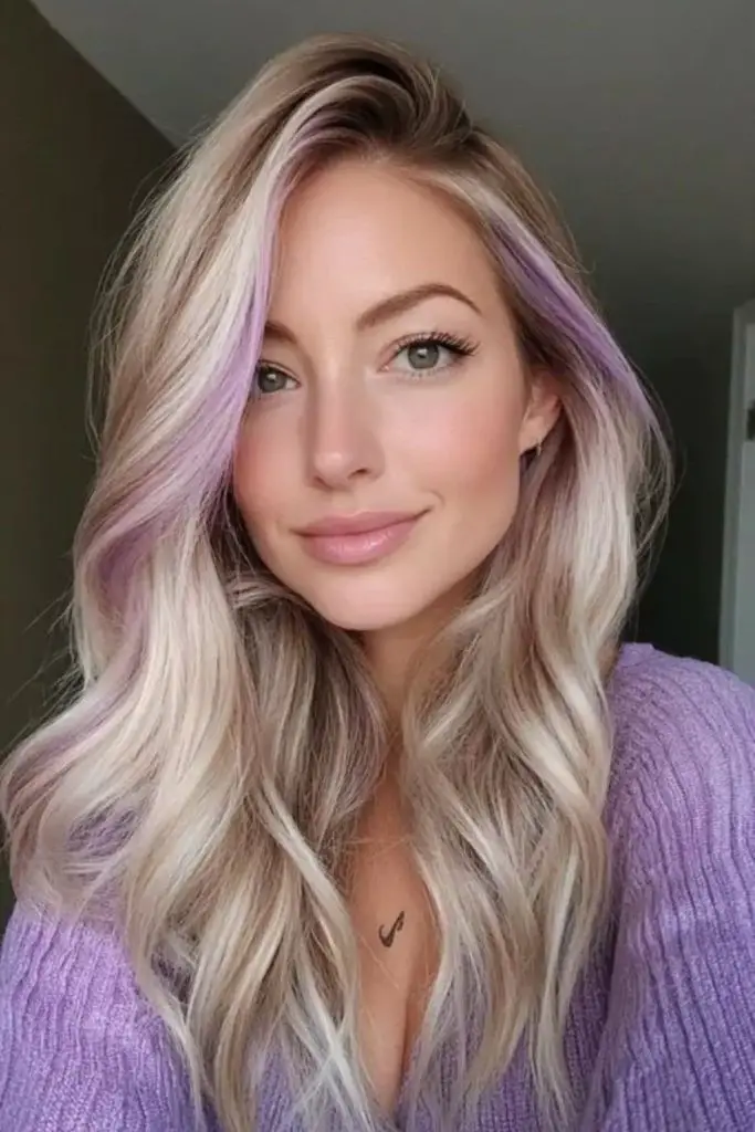 Lilac-tinted vanilla blonde dreamy strands
