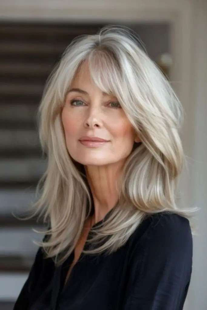 Flipped platinum shag with edge