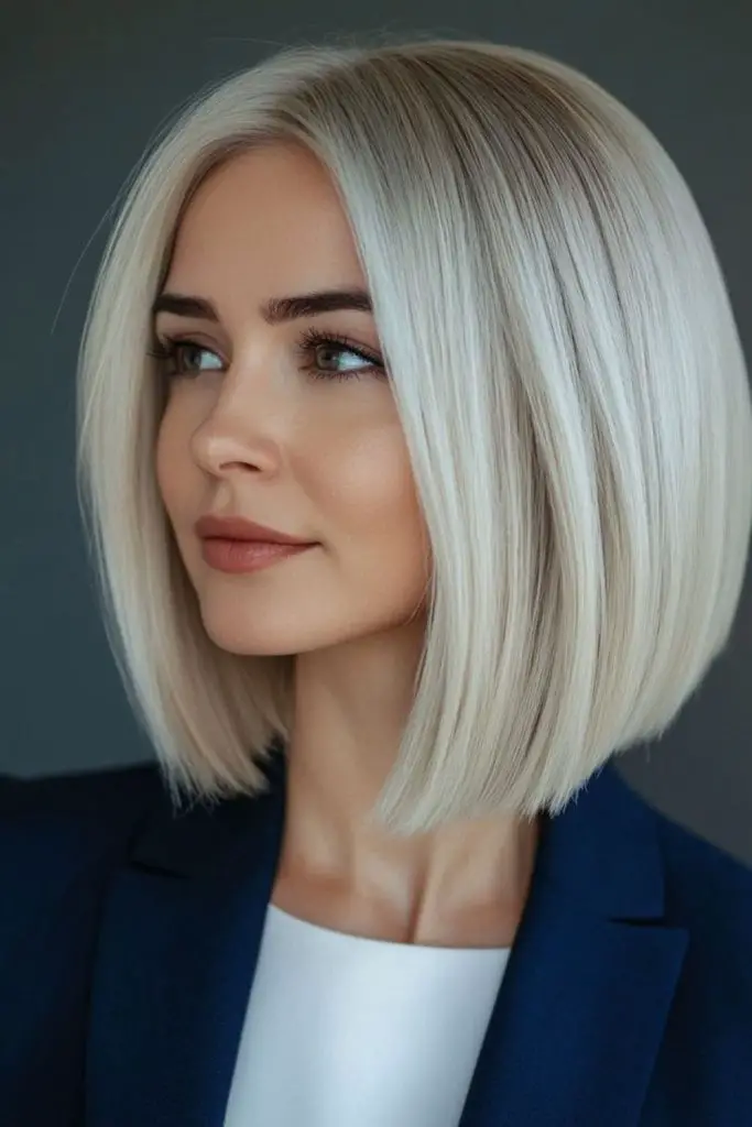 Structured platinum bob sharp silhouette