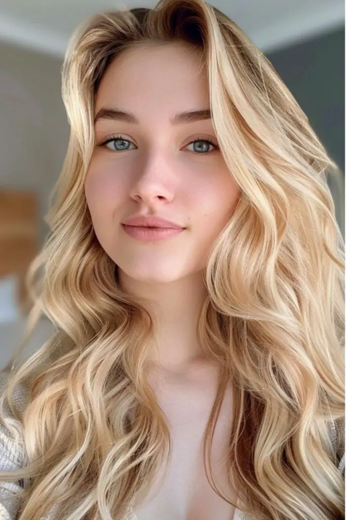 Muted creamy blonde with light shimmer