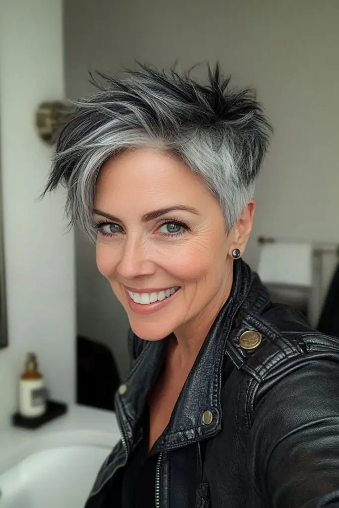 Salt-and-pepper quiff with bold texture