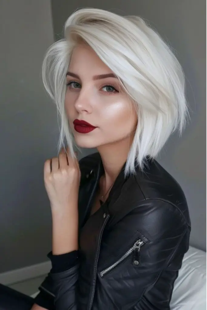 Crystal-toned bob with icy shimmer