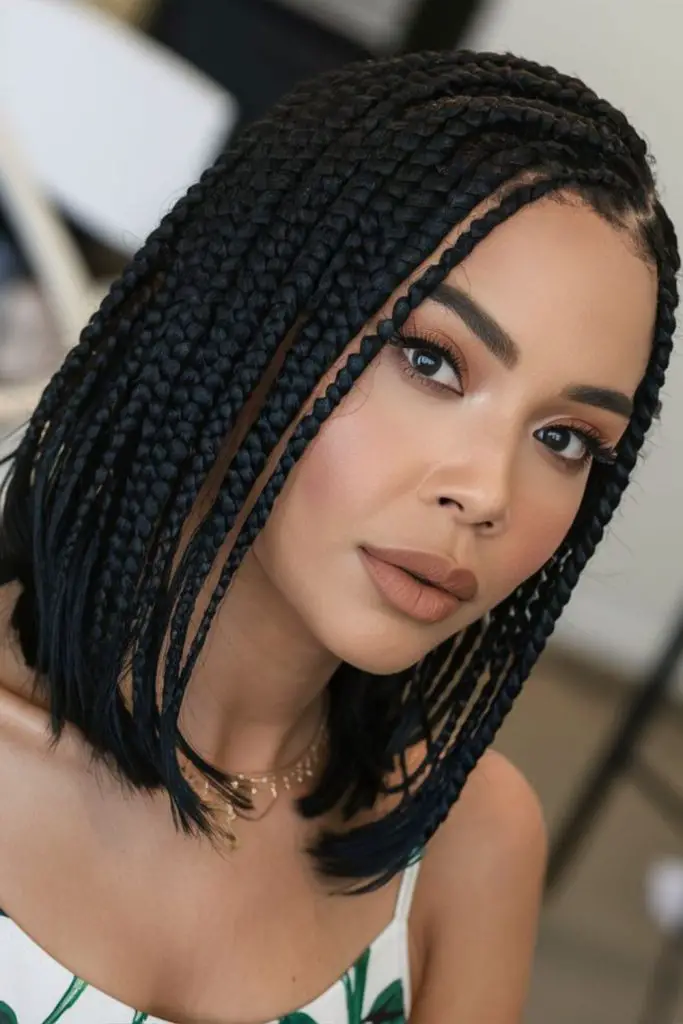 Black feathered braids with shine